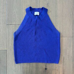 Aritzia Wilfred Orris Knit Halter Sweater Top in Bright Sapphire Blue